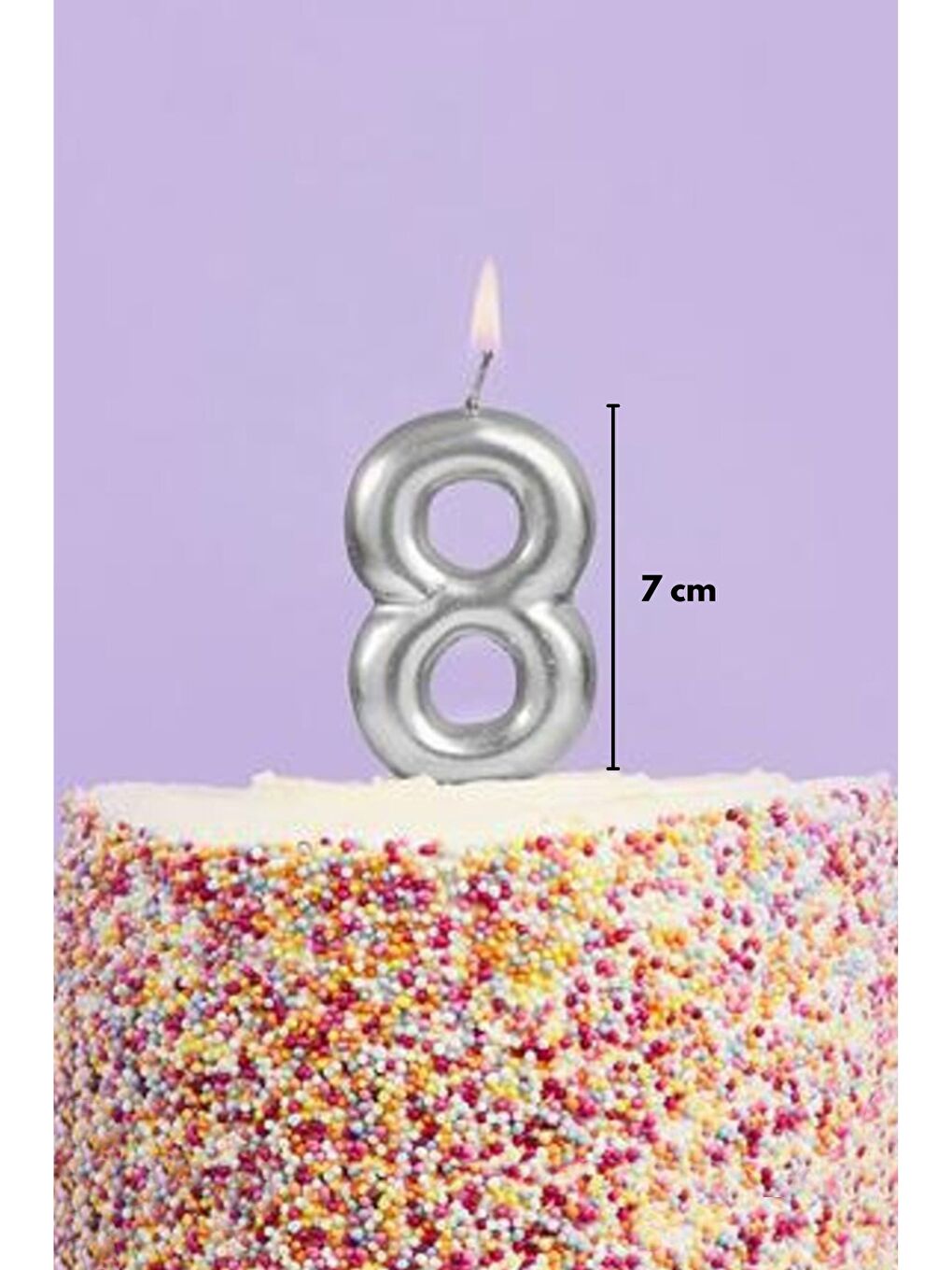 Gri Gümüş 8 Rakamı Mum-1