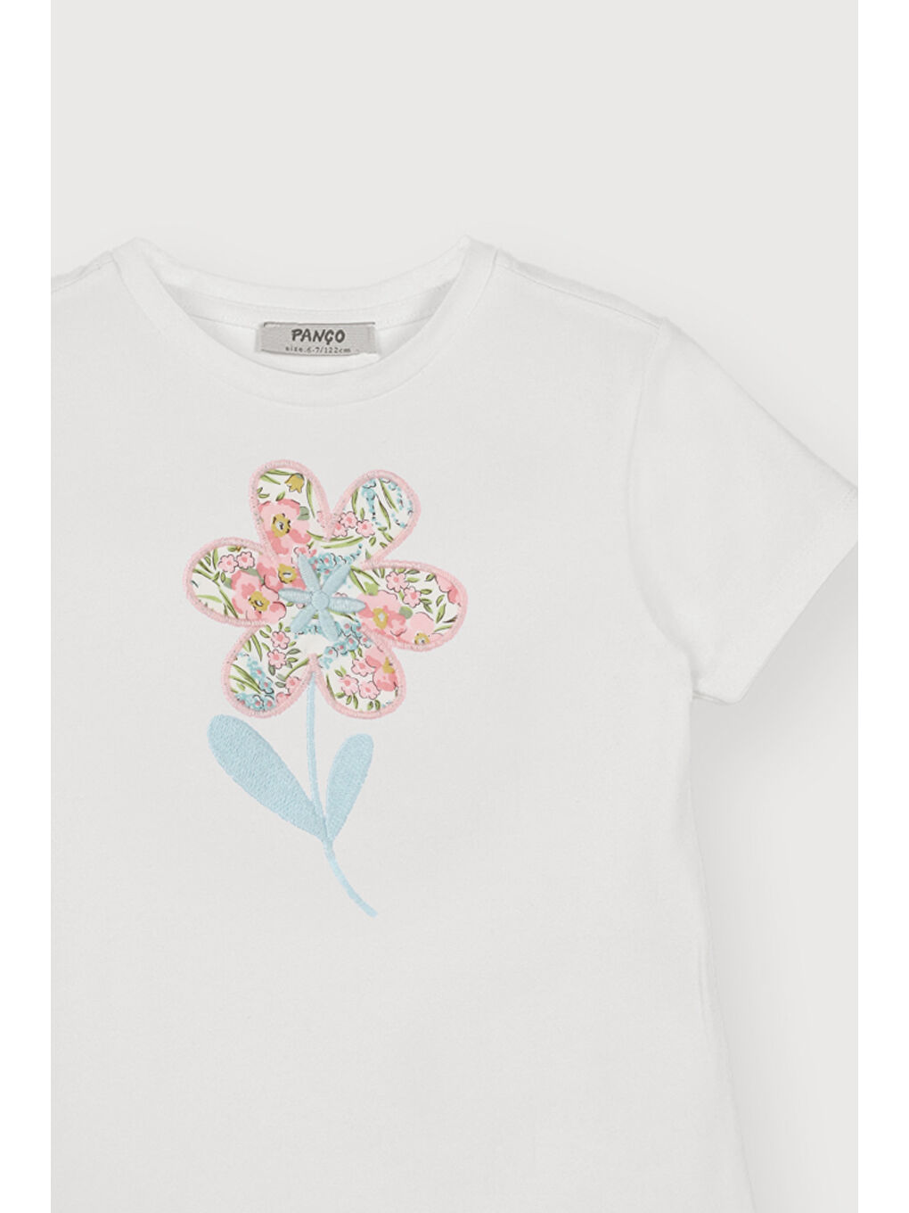 Ekru Kız Çocuk Nakışlı  T-Shirt-1