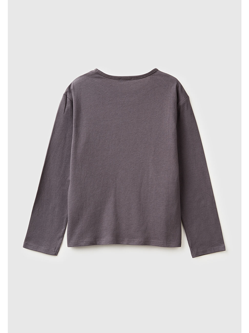 Kız Çocuk Koyu Kahverengi Grafik Payet İşlemeli Regular Fit Jarse Uzun Kollu T-shirt-1