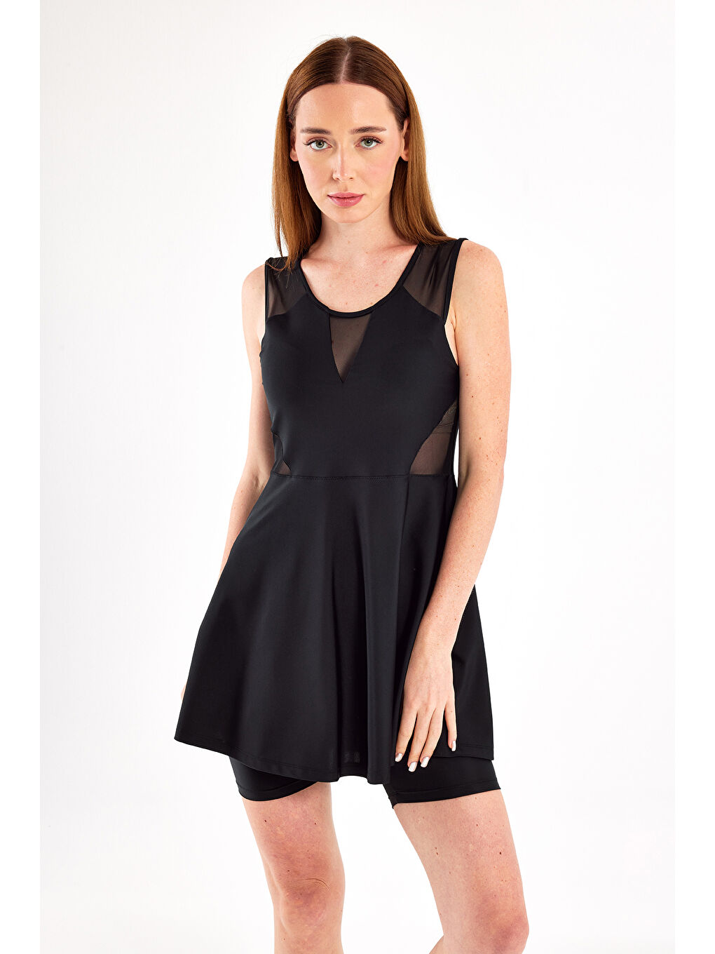 Sıfır Kol Şortlu Yarı Kapalı Mayo 1615 Siyah02-4