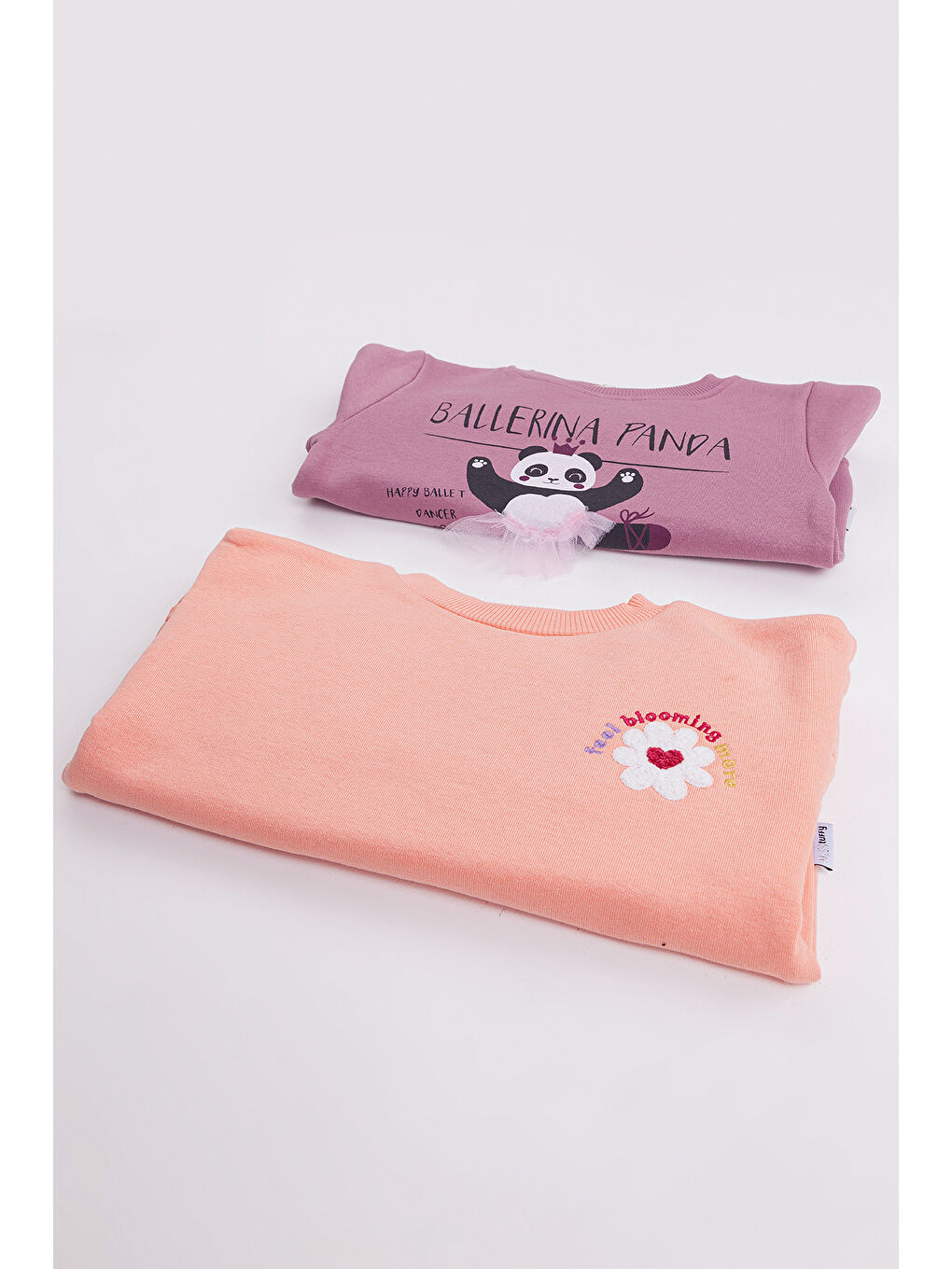 Mor Kız Çocuk 2'li Paket Basic Sweatshirt-3