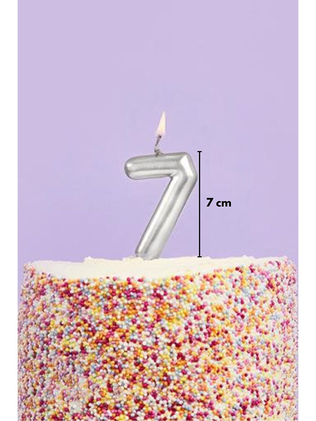 Gri Gümüş 7 Rakamı Mum-1