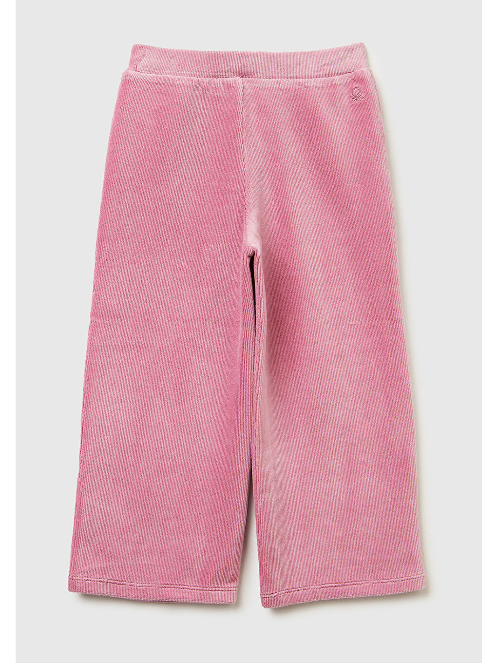 Pembe Kız Çocuk Gül Kurusu Arkası Logo İşlemeli Geniş Paça Pantolon-1