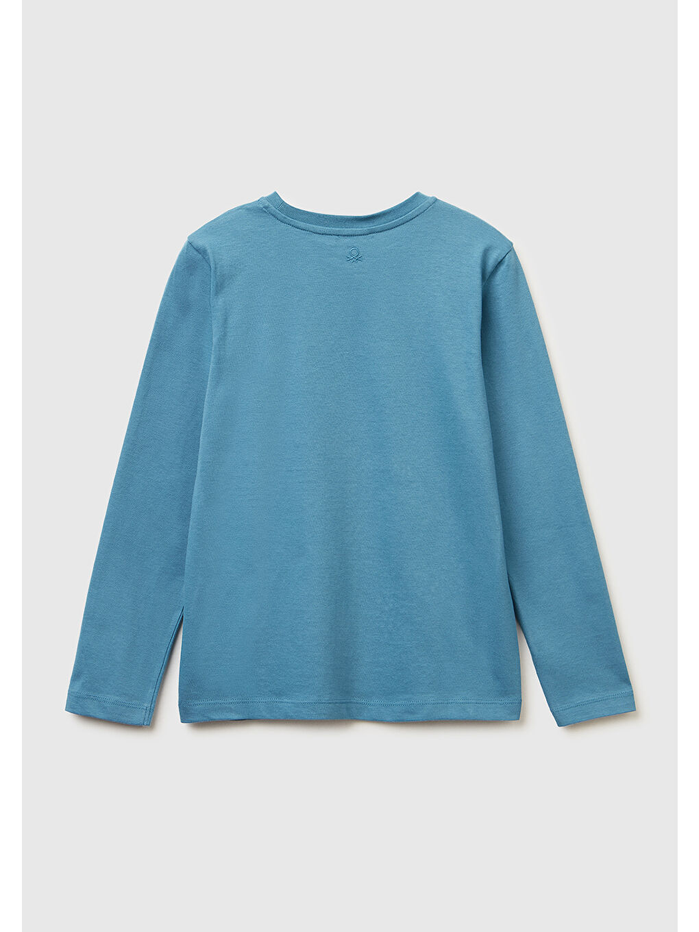 Kız Çocuk Petrol Mavisi Önü Kristal Aplikeli Regular Fit Jarse Uzun Kollu T-shirt-1