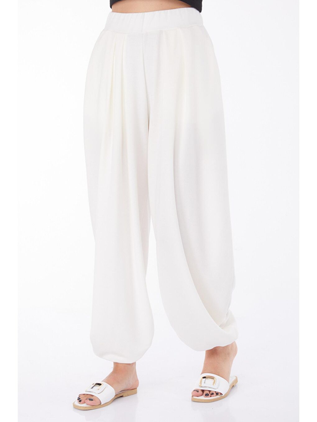 Orta Kadın Beyaz Şalvar Pantolon - 25920-2