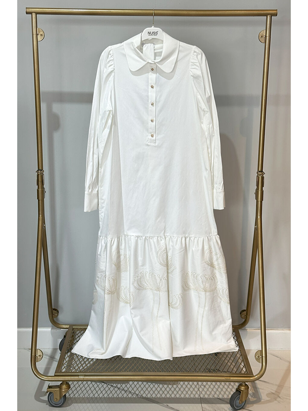 Düğme Detaylı Elbise 2051 Ekru-2