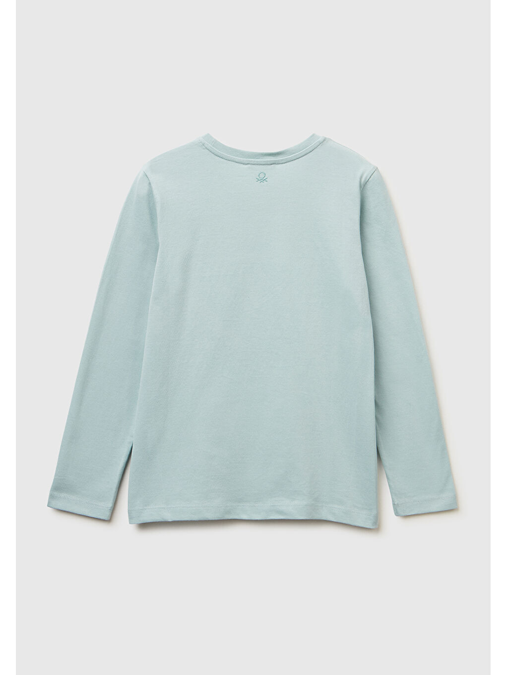 Kız Çocuk Su Yeşili Önü Kristal Aplikeli Regular Fit Jarse Uzun Kollu T-shirt-1