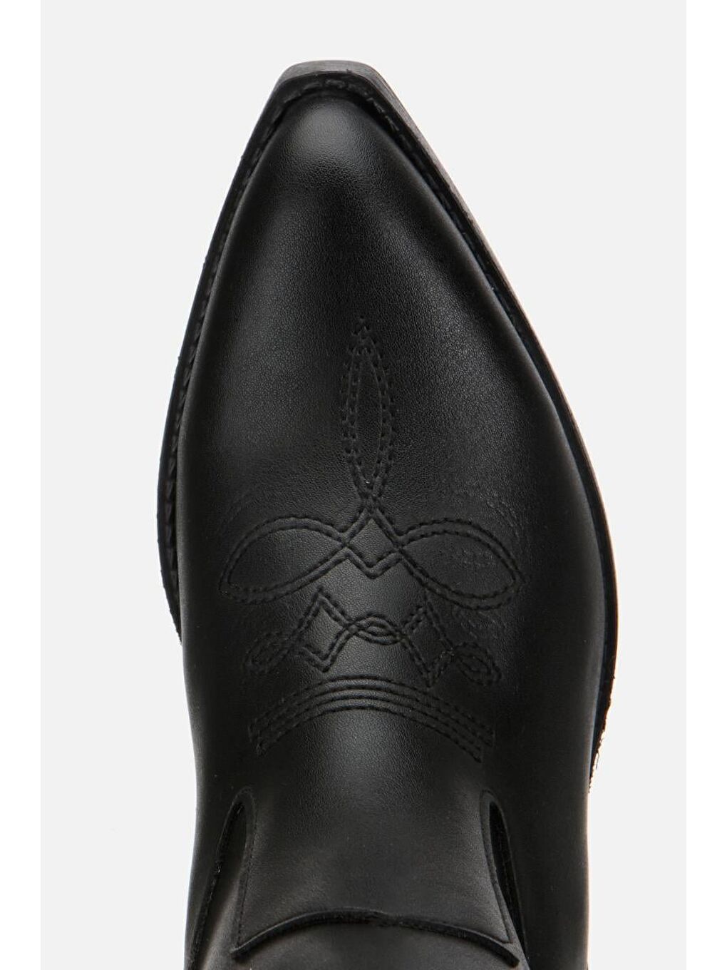 Kadın Siyah İşlemeli Kalın Topuklu Çizme-5