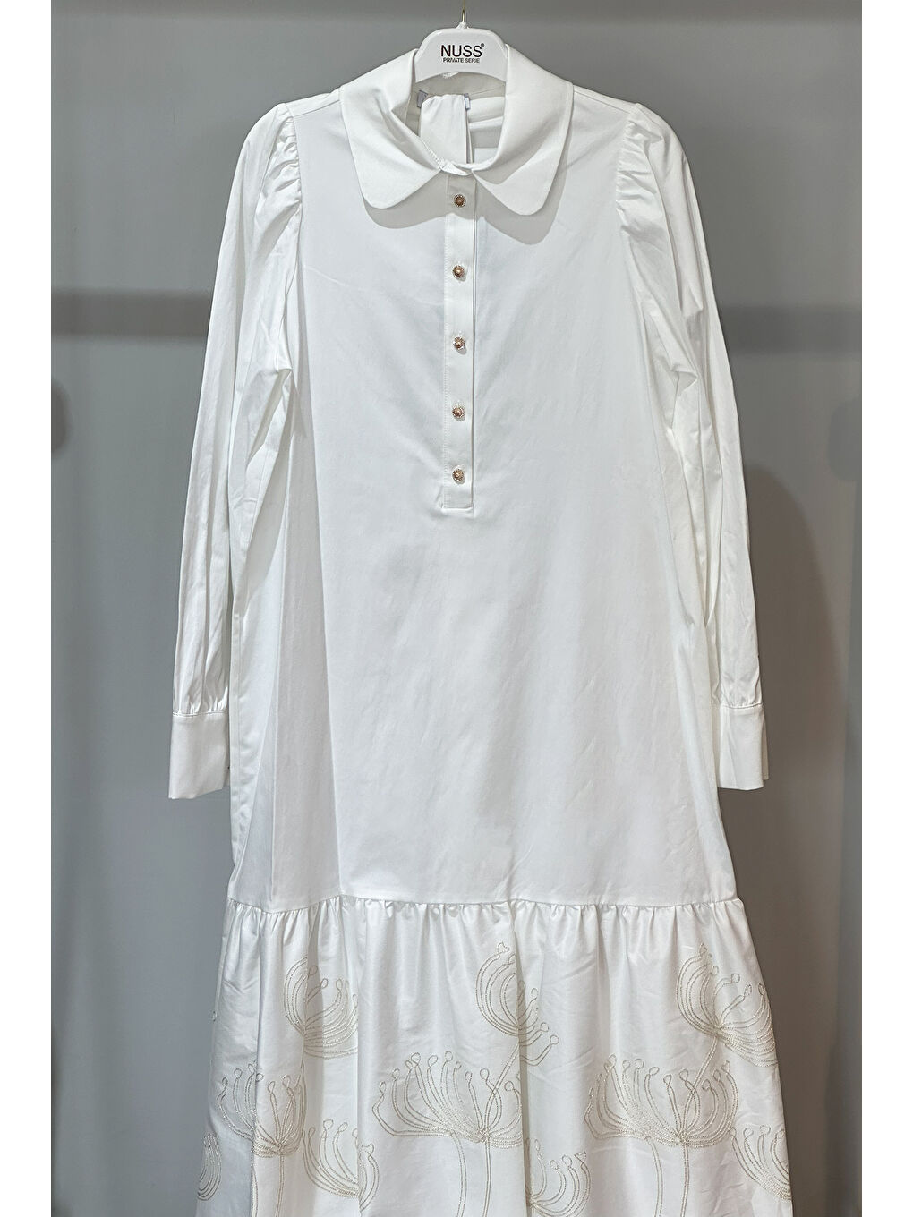 Düğme Detaylı Elbise 2051 Ekru-3