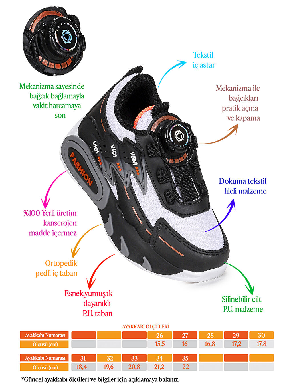 Siyah Gary Hafif Taban Bağcık Mekanizmalı Erkek Çocuk Spor Ayakkabı-1