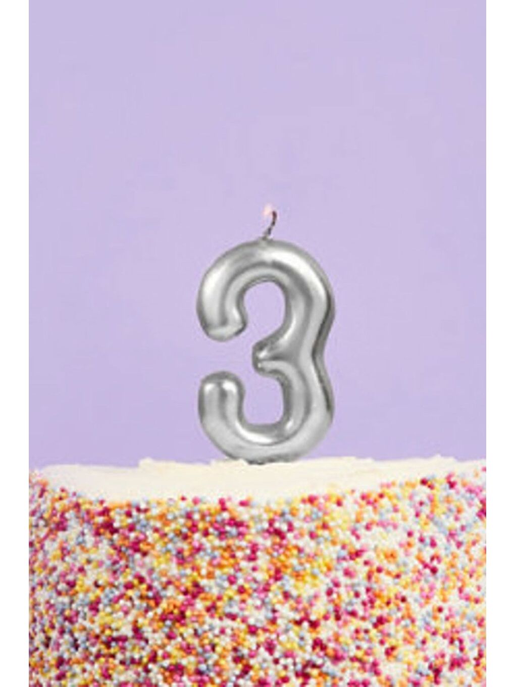 Gri Gümüş 3 Rakamı Mum