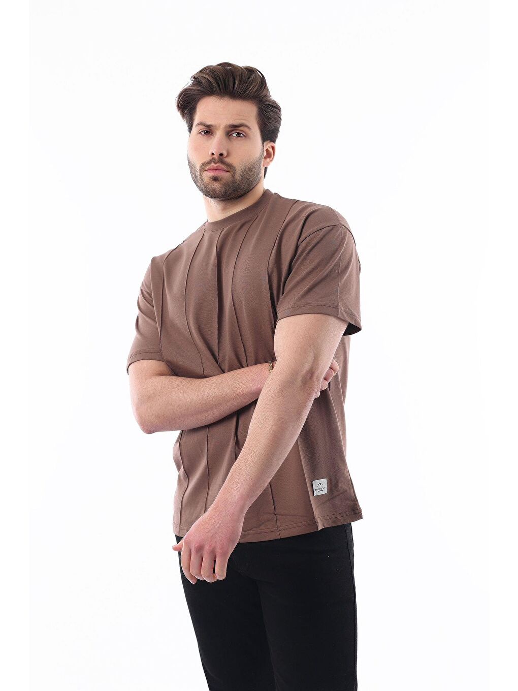 Kahverengi Bisiklet Yaka Erkek Tişört 6175-2