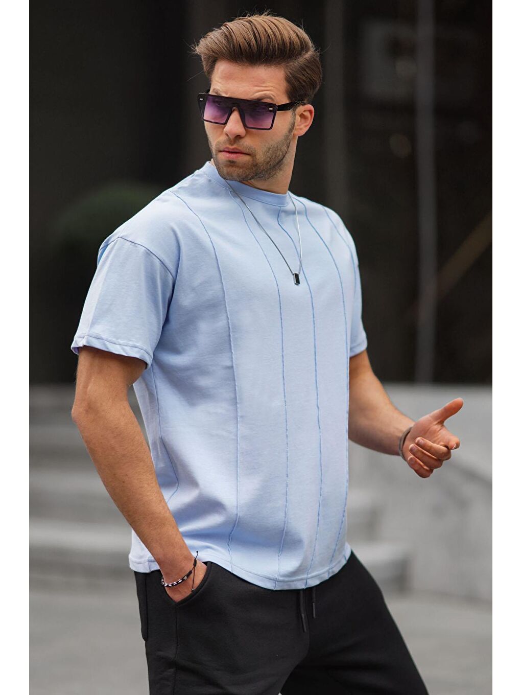 Bebe Mavisi Bisiklet Yaka Erkek Tişört 6175-1