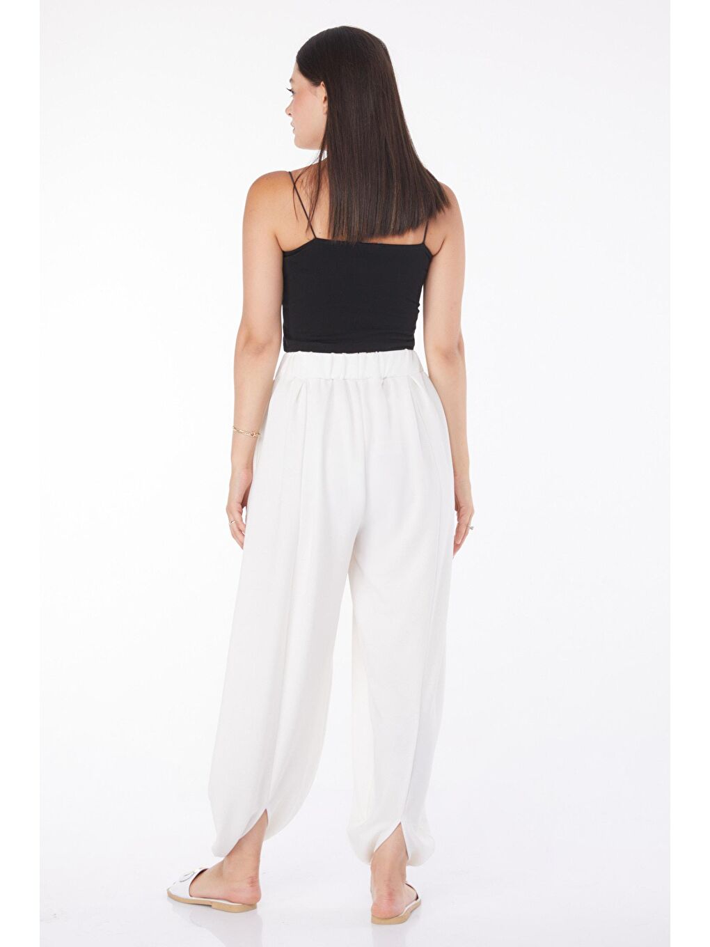 Orta Kadın Beyaz Şalvar Pantolon - 25920-4