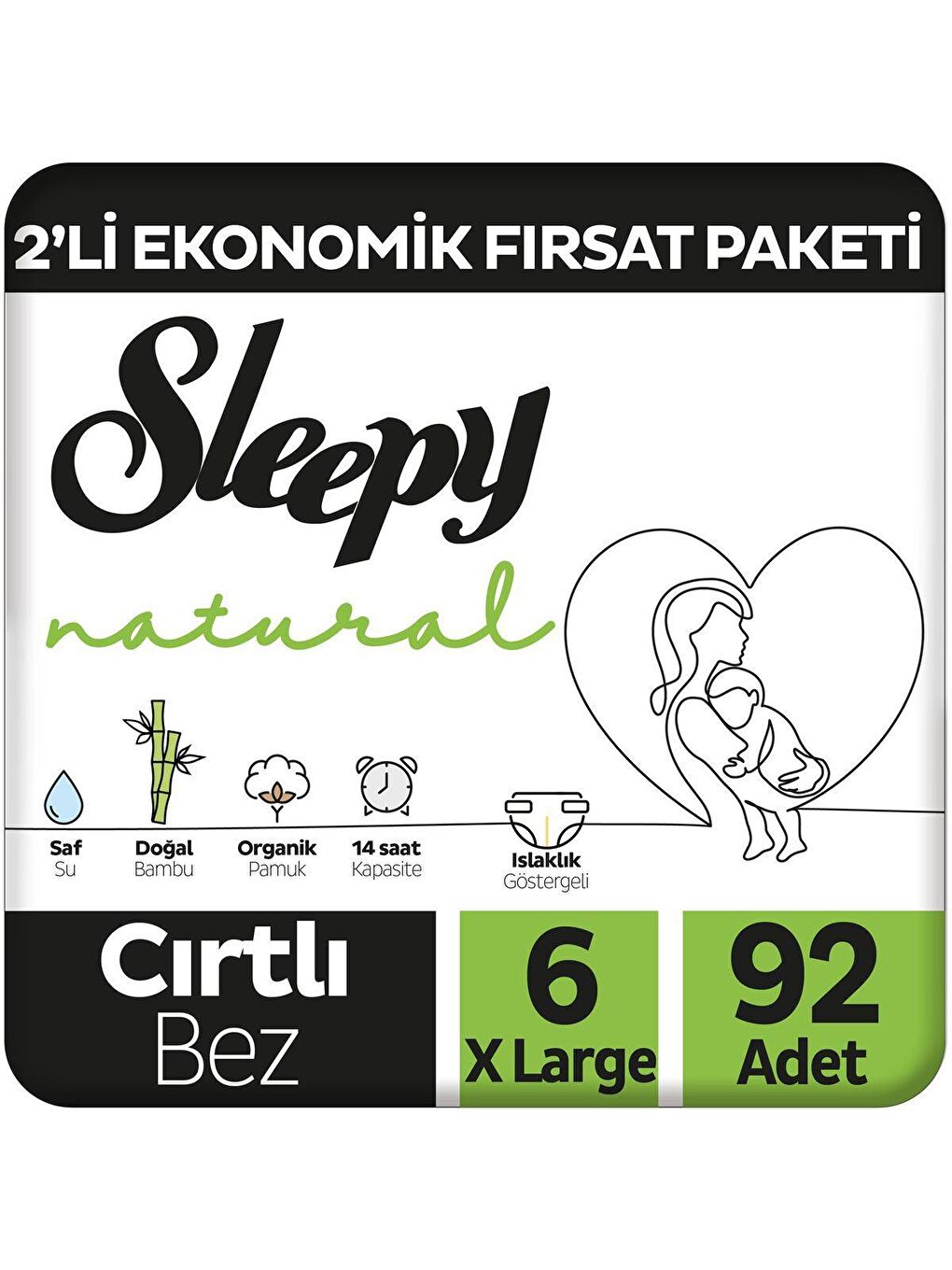 Sleepy Beyaz 2'li Paket Bebek Bezi 6 Numara Xlarge 92 Adet