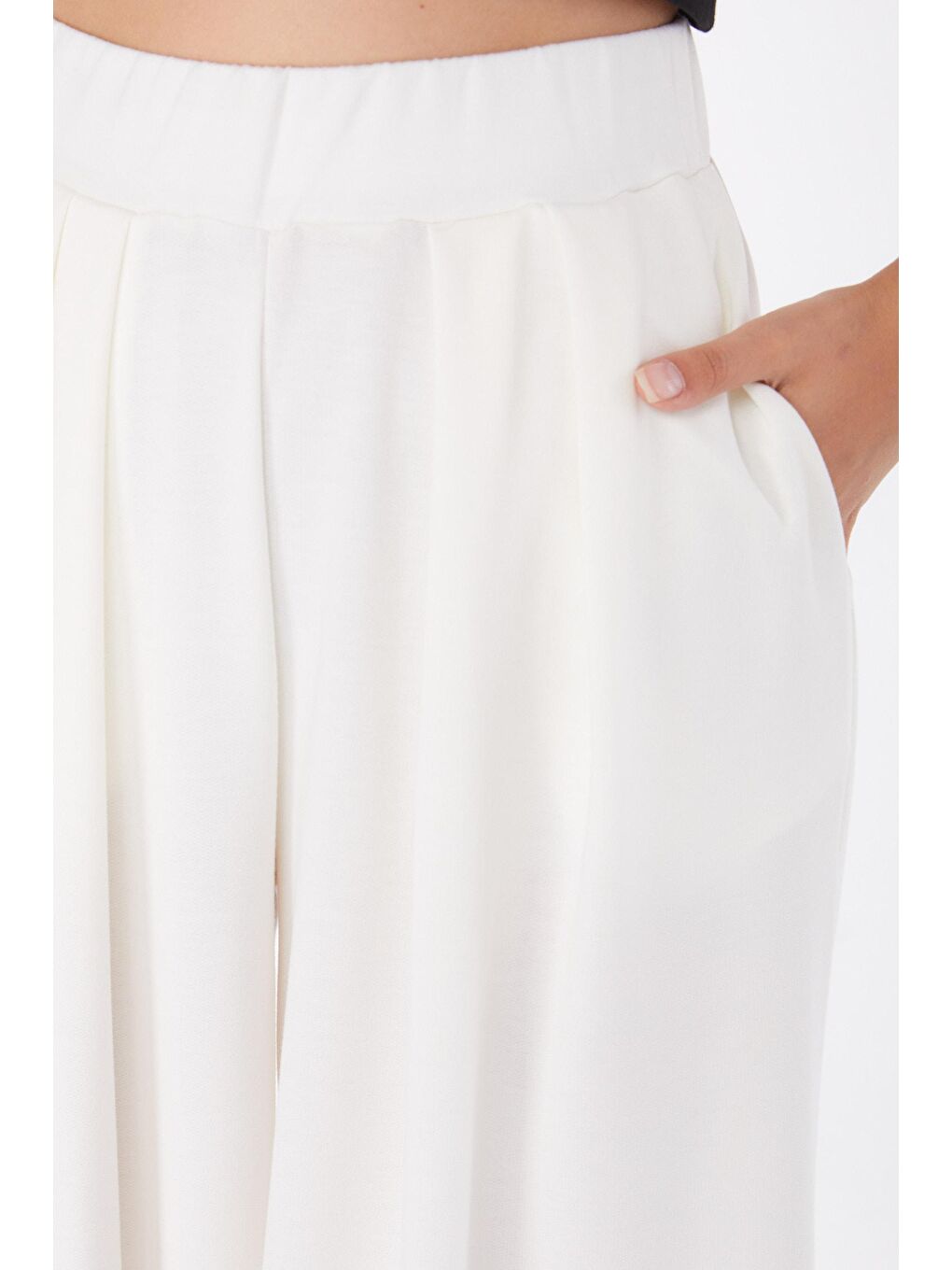 Orta Kadın Beyaz Şalvar Pantolon - 25920-5