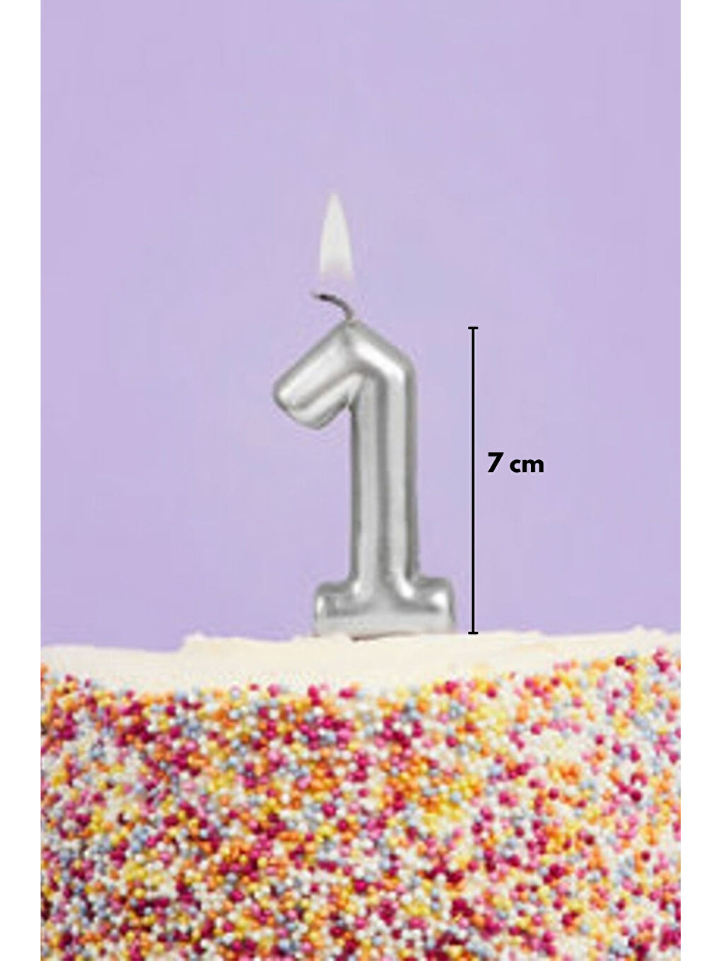 Gri Gümüş 1 Rakamı Mum-1