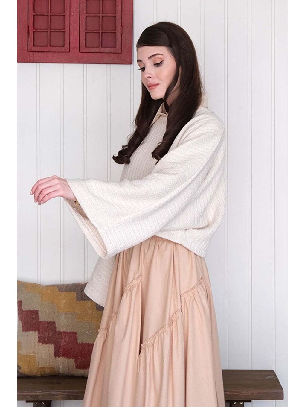 Ekru Krem Kat Kat Bohem Etek-3