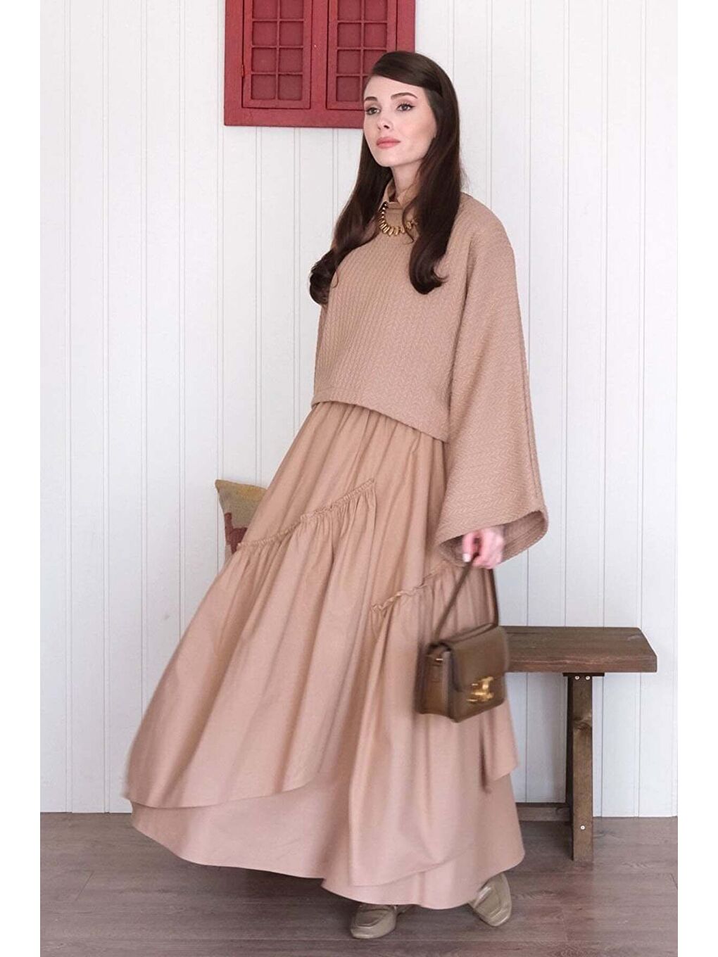 Bej Karamel Kat Kat Bohem Etek-1