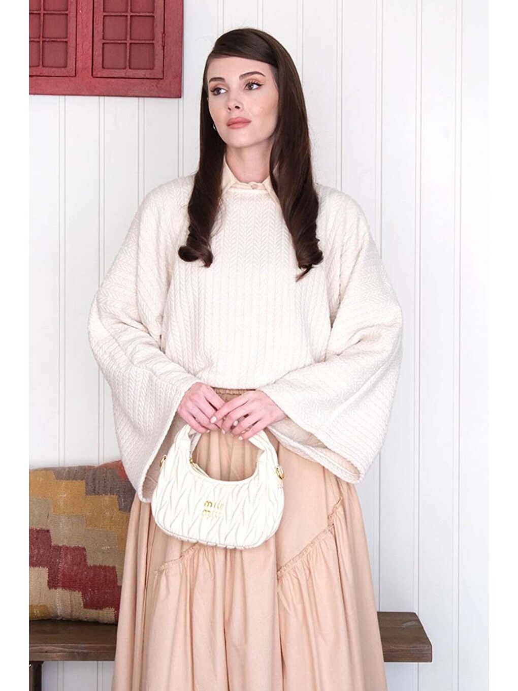 Ekru Krem Kat Kat Bohem Etek-4