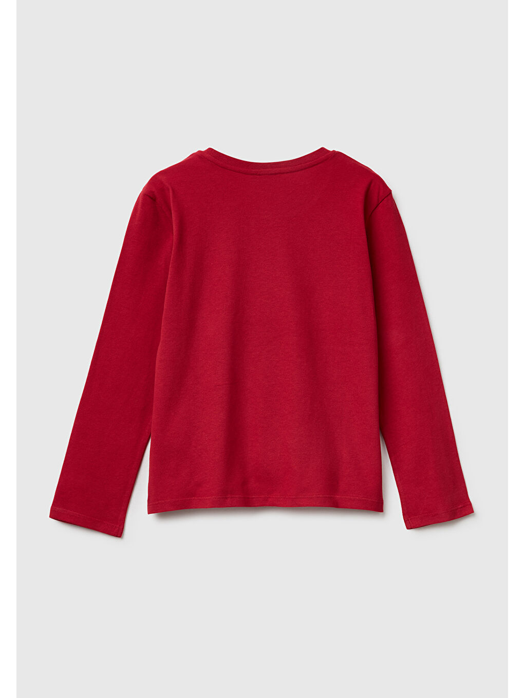 Kız Çocuk Bordo Önü Simli Baskılı Jarse Uzun Kollu T-shirt-1