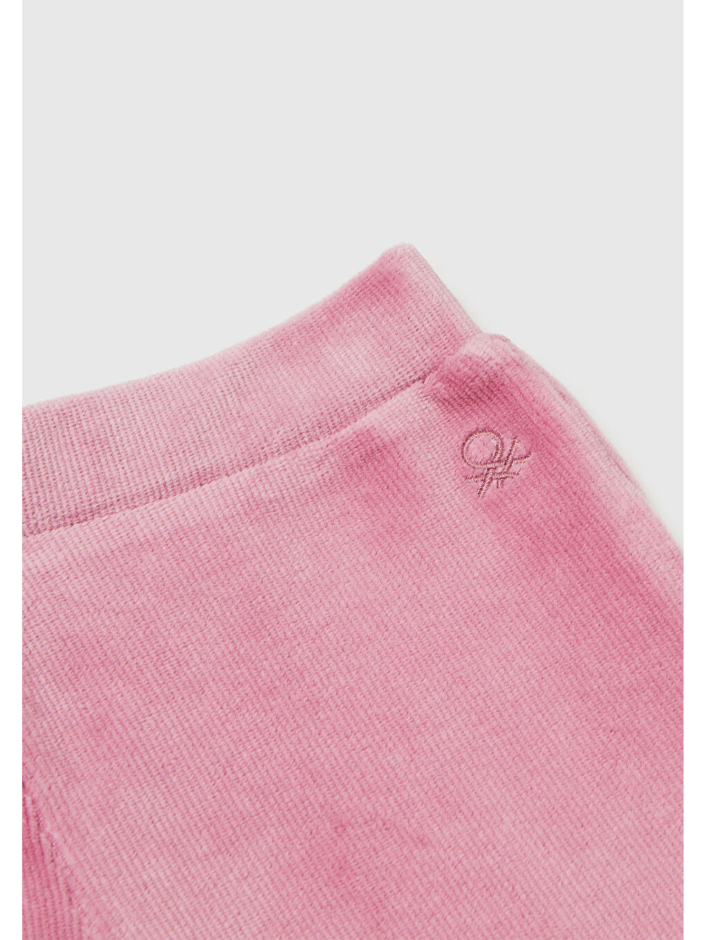 Pembe Kız Çocuk Gül Kurusu Arkası Logo İşlemeli Geniş Paça Pantolon-2