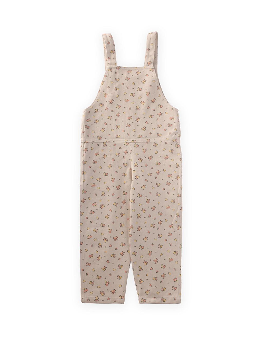 Ekru Kız Çocuk Çiçekli Gabardin Salopet-1