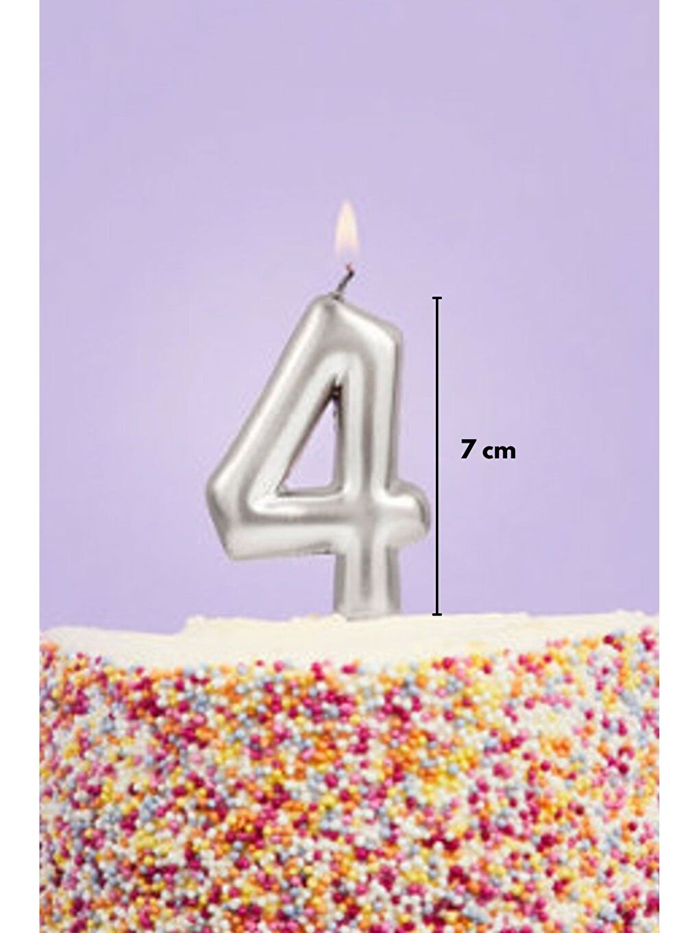 Gri Gümüş 4 Rakamı Mum-1