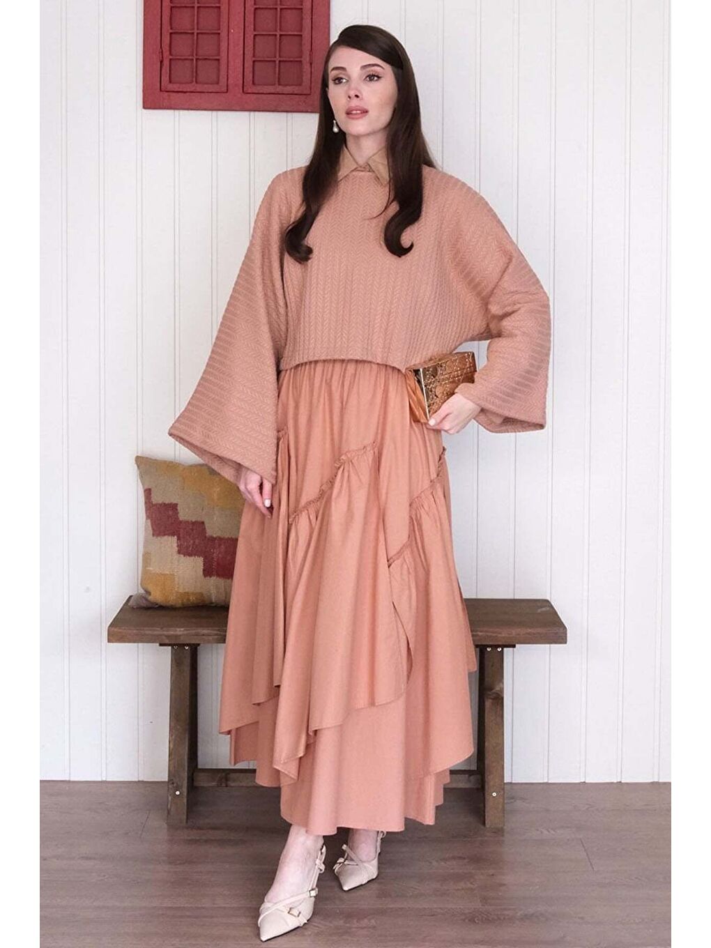 Pembe Somon Kat Kat Bohem Etek