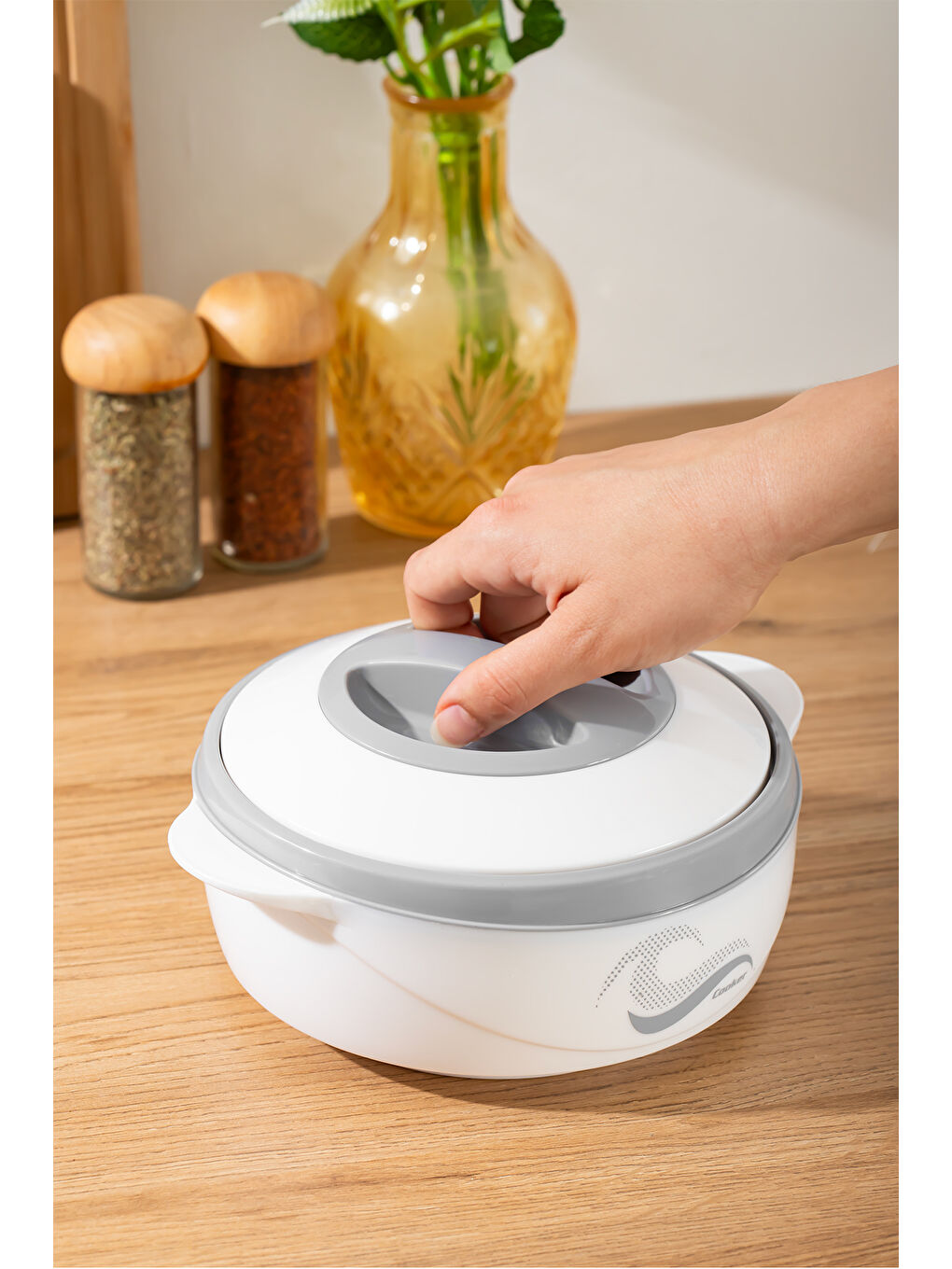 Beyaz 3149 1000 mL Yemek Termosu - Sızdırmaz Kilitlenebilir Kapak Paslanmaz Çelik Sefer Tası-BEYAZ-1