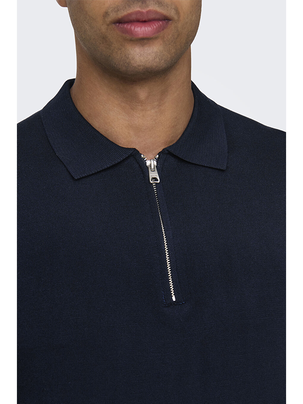 Lacivert Onswyler Regular Fit Yarım Fermuarlı Polo Yaka Tişört 22028606-4