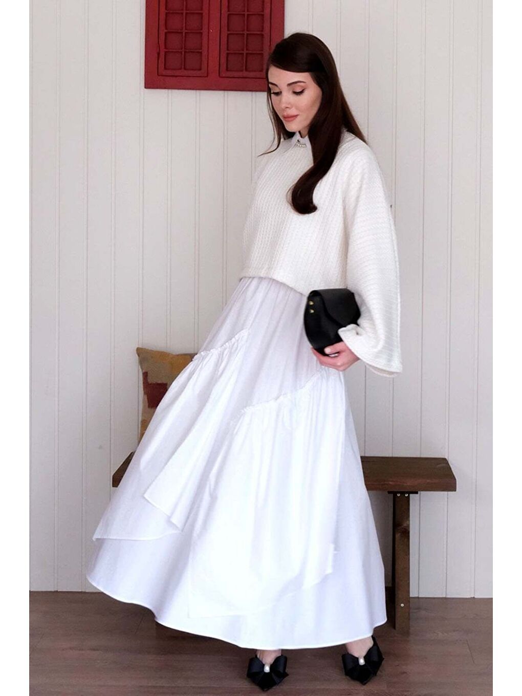 Beyaz Kat Kat Bohem Etek-2