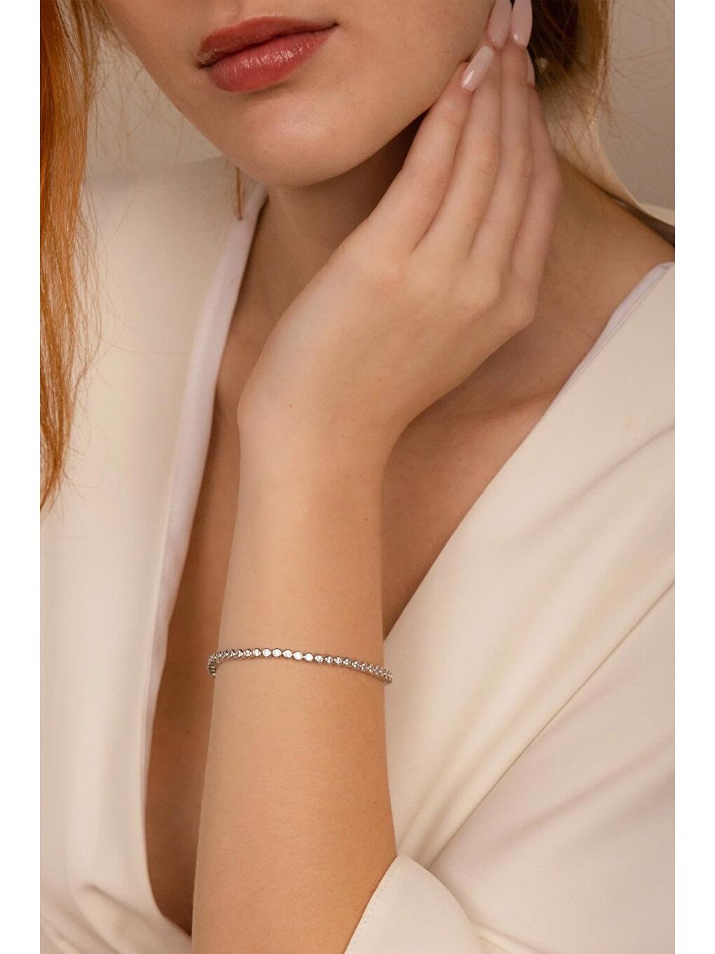 Gri Lana Yuvarlak Gömme Taşlı Suyolu Akarsu Bileklik-3