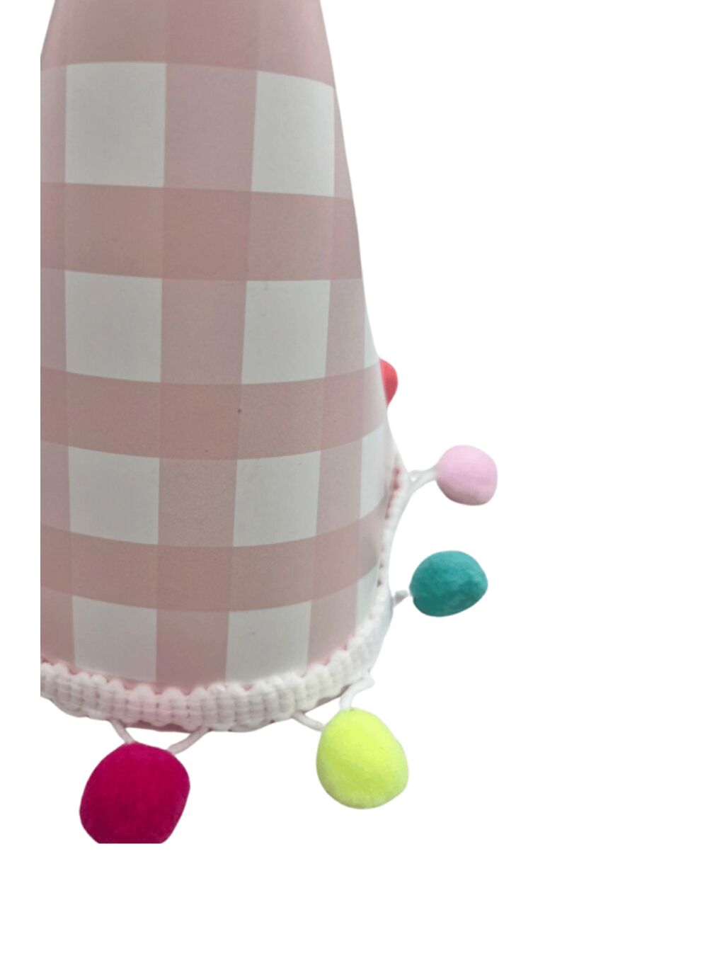 Pembe Ponpon Detaylı Karton Doğum Günü Huni Taç-1