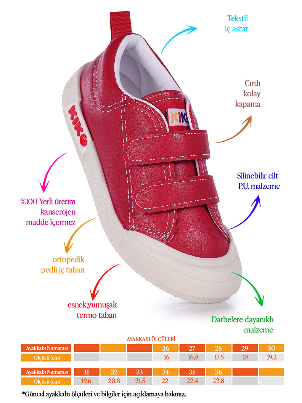 Kırmızı Suba Cırtlı Termo Taban Kız Çocuk Günlük Spor Ayakkabı-1