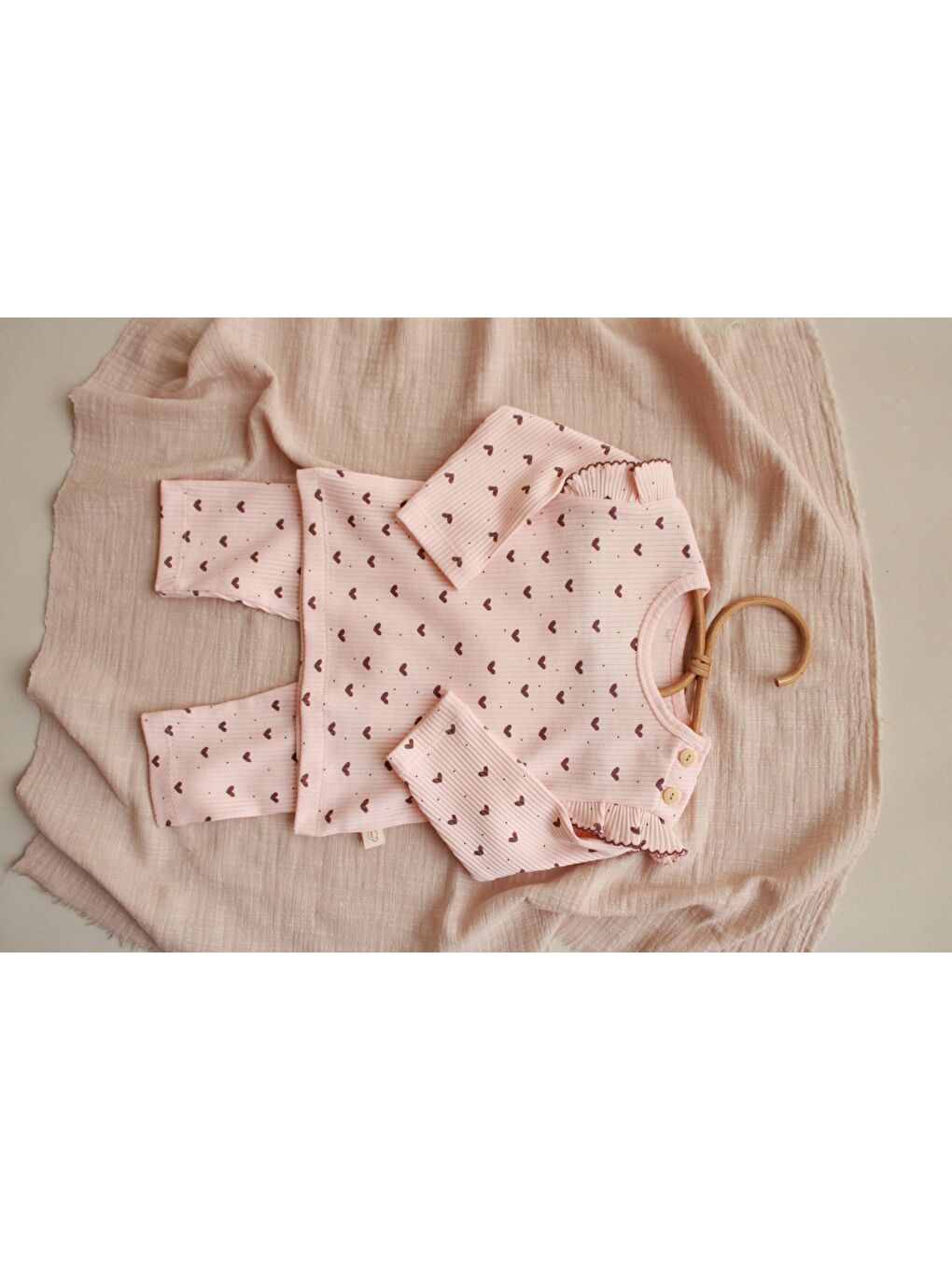 Pembe Kalp Baskılı Fancy Girls Alt Üst Takım