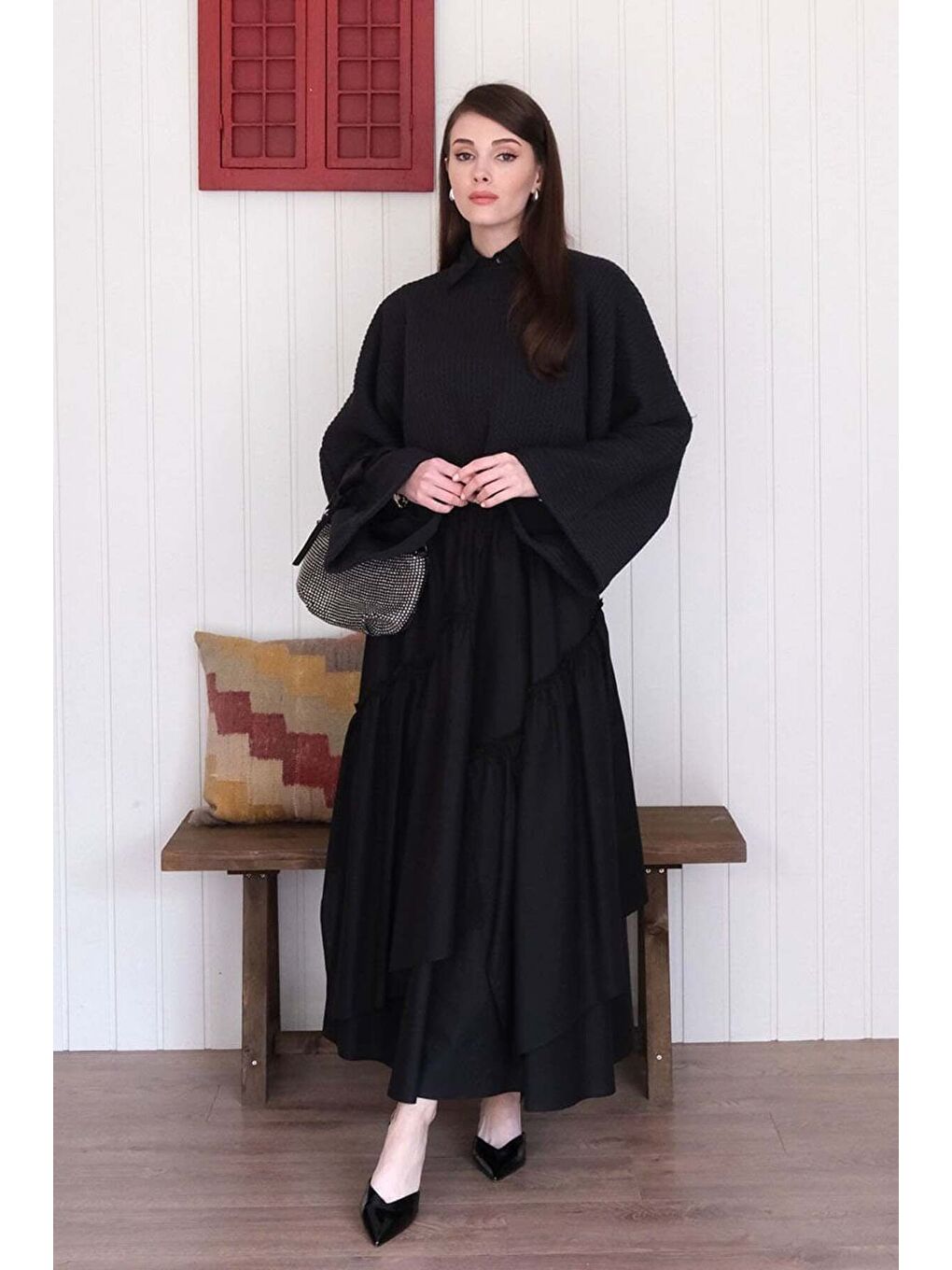 Siyah Kat Kat Bohem Etek-2