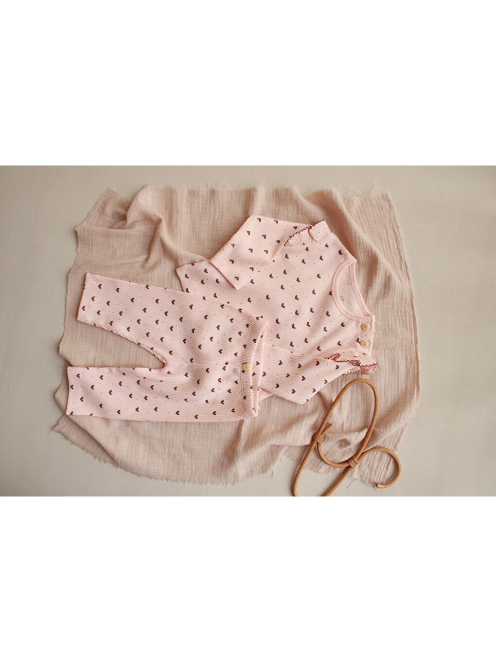 Pembe Kalp Baskılı Fancy Girls Alt Üst Takım-1