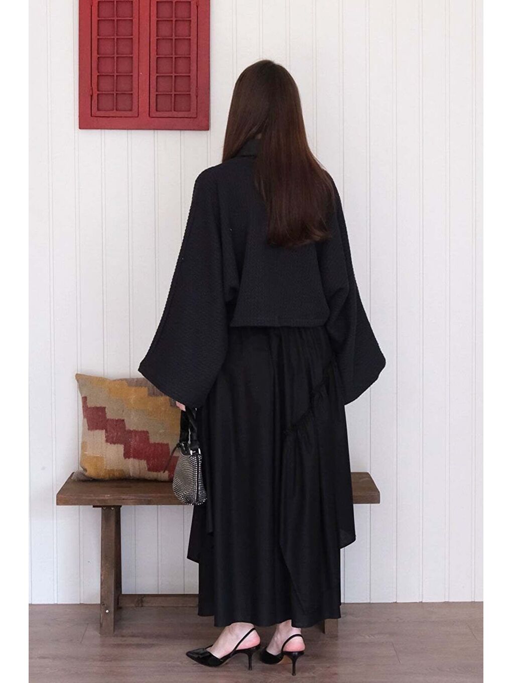 Siyah Kat Kat Bohem Etek-5