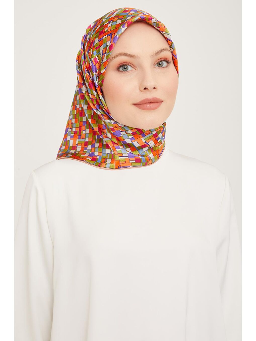 Turuncu Twill İpek Eşarp 23Ka9004 24