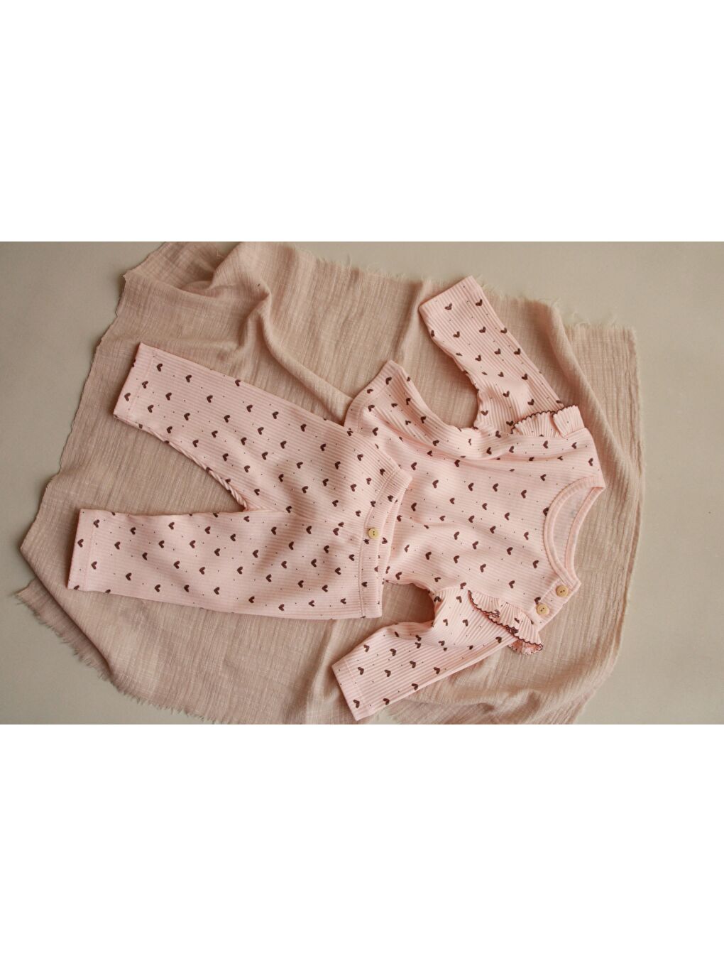 Pembe Kalp Baskılı Fancy Girls Alt Üst Takım-6