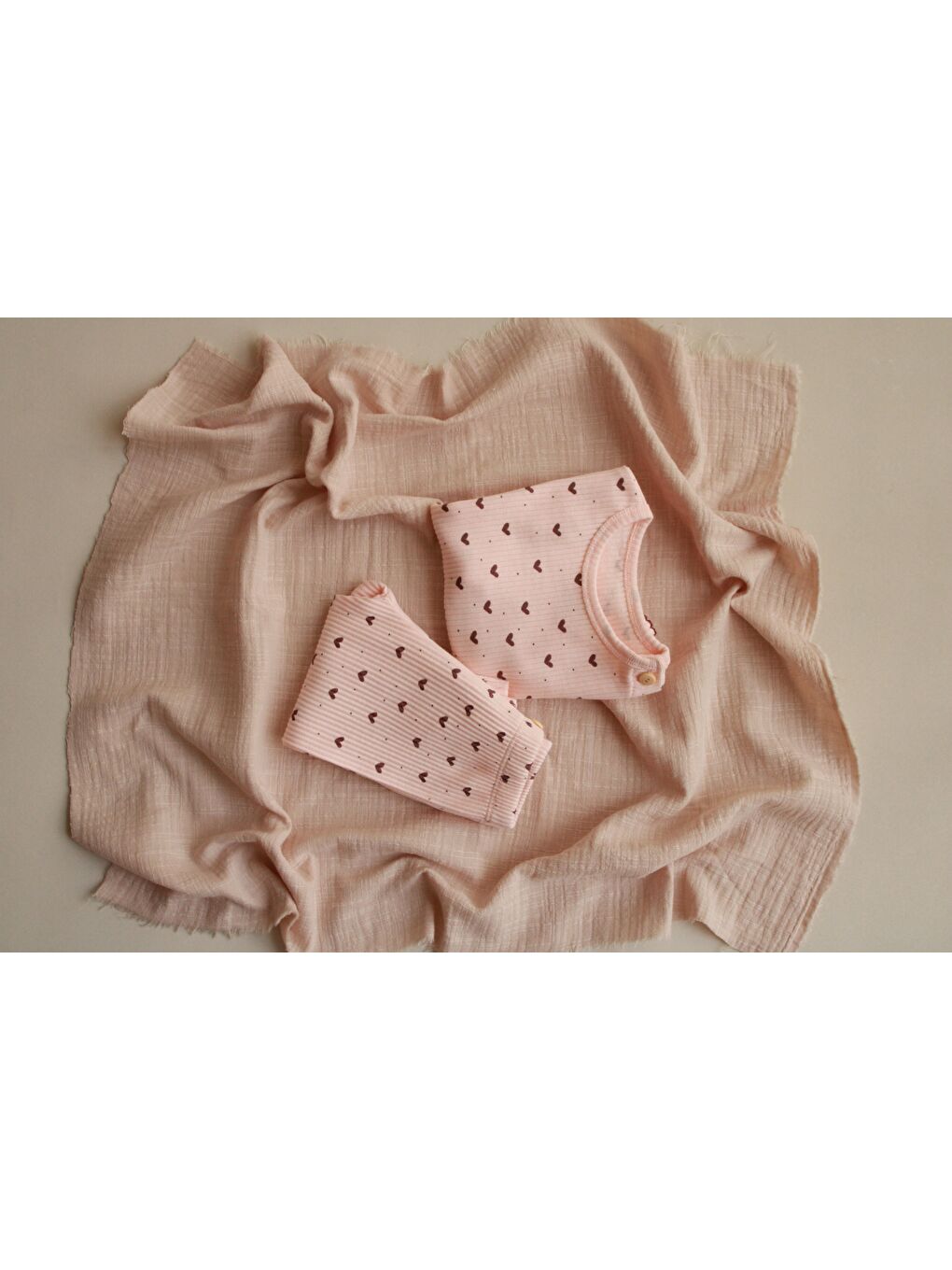 Pembe Kalp Baskılı Fancy Girls Alt Üst Takım-7