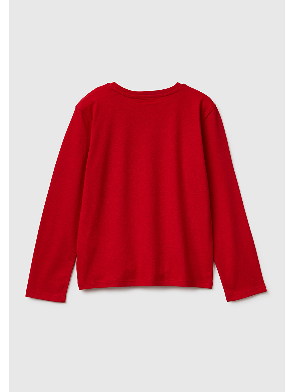 Kız Çocuk Kırmızı Önü Simli Baskılı Jarse Uzun Kollu T-shirt-1