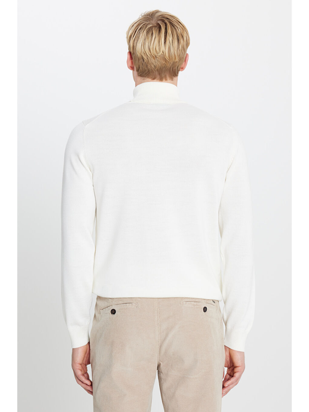 Erkek Ekru Balıkçı Yakak Kazak-4