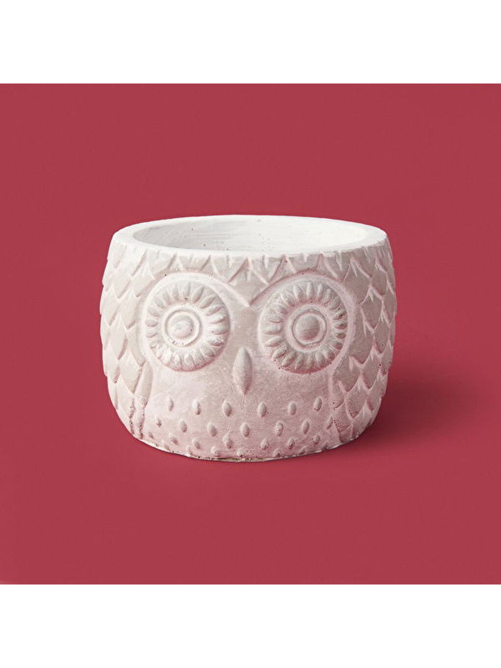 Ekru Kozalak Desenli Beton Saksı - Krem - 8x10 cm