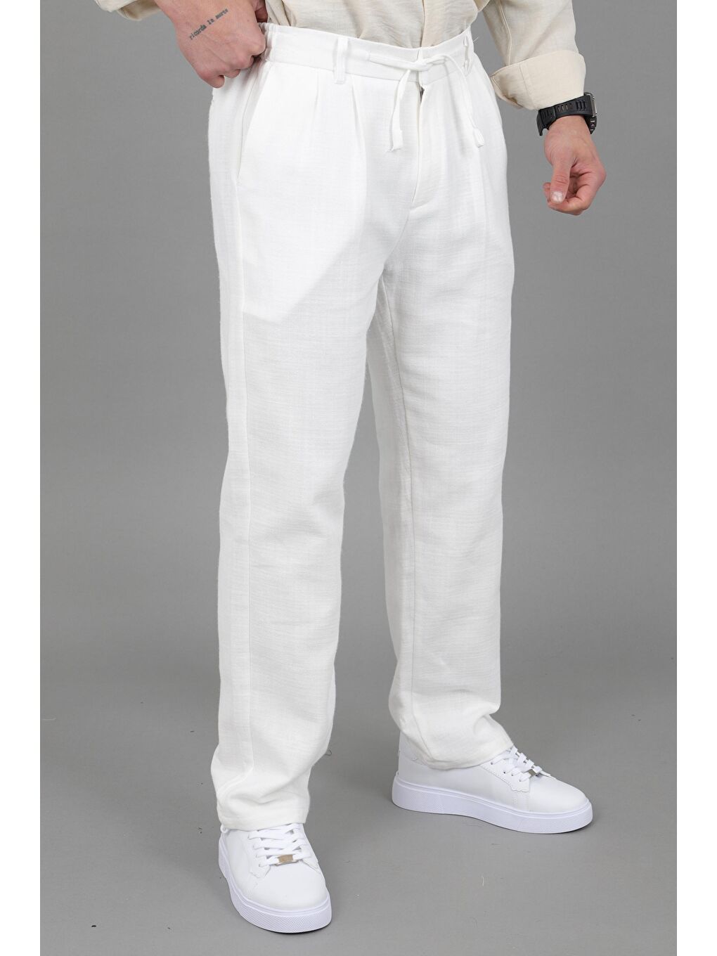 Beyaz Örme Baggy Jogger Pantolon ÖSR 3055_0444