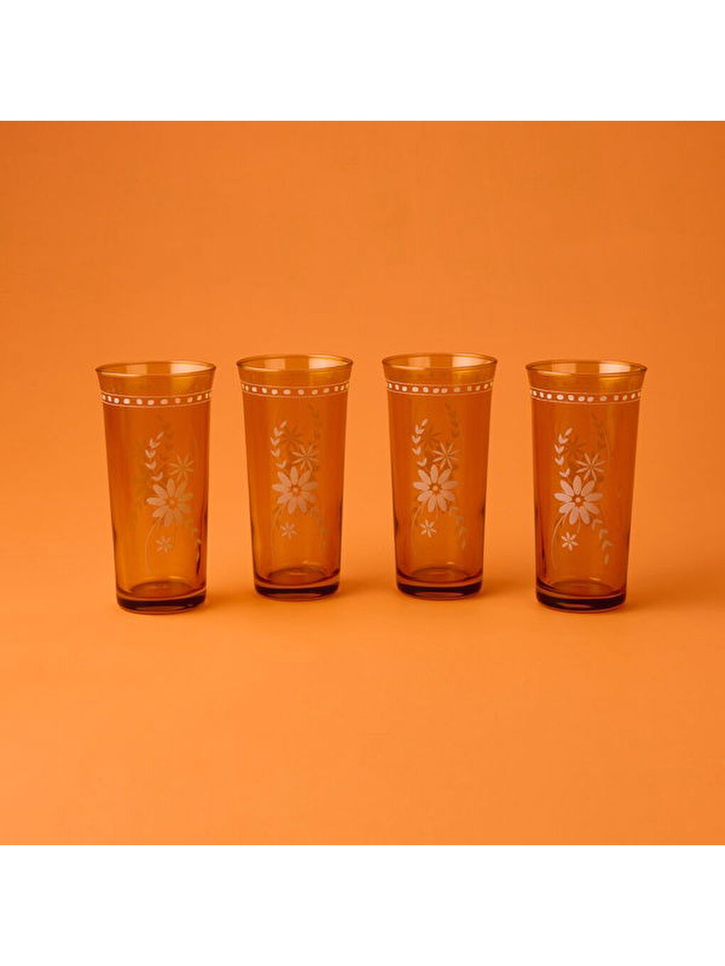 Karışık Nazenin 4'lü Meşrubat Bardağı Seti - Amber - 290 ml