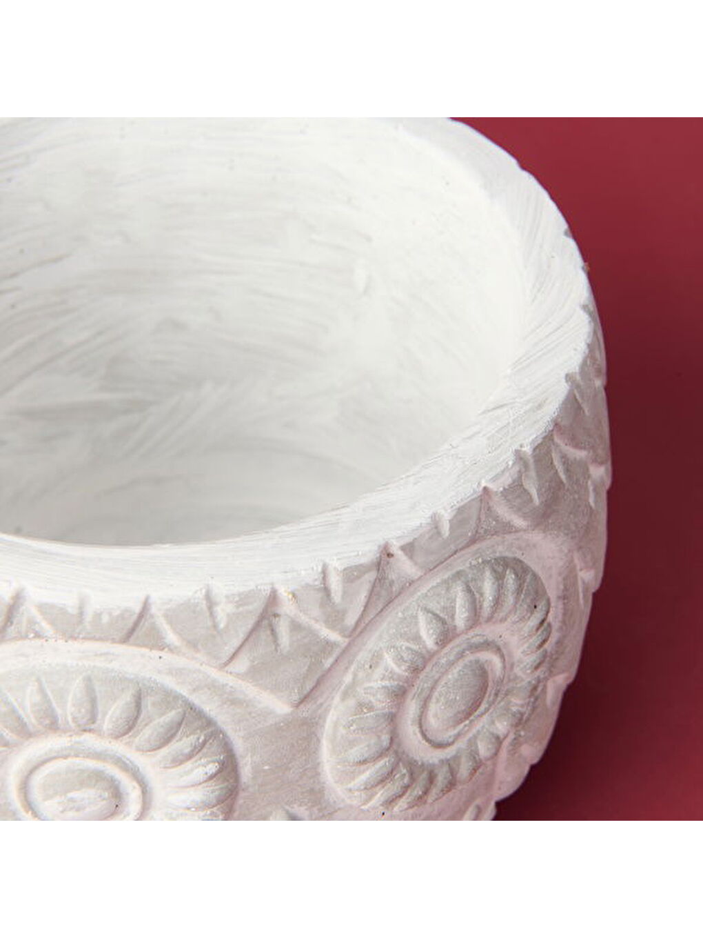 Ekru Kozalak Desenli Beton Saksı - Krem - 8x10 cm-3