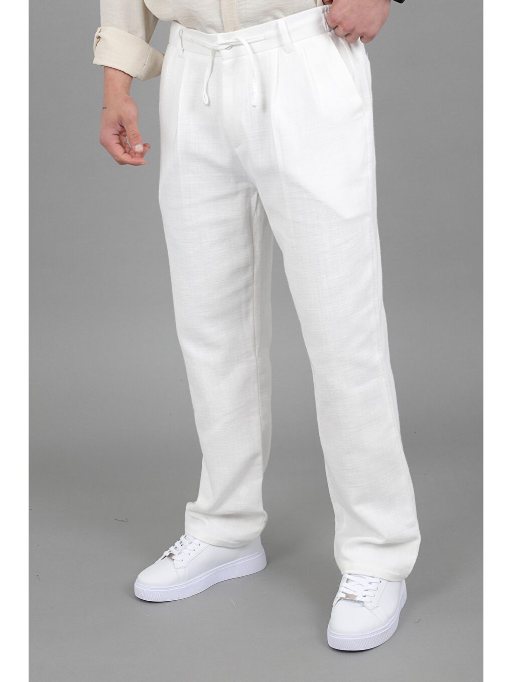 Beyaz Örme Baggy Jogger Pantolon ÖSR 3055_0444-1