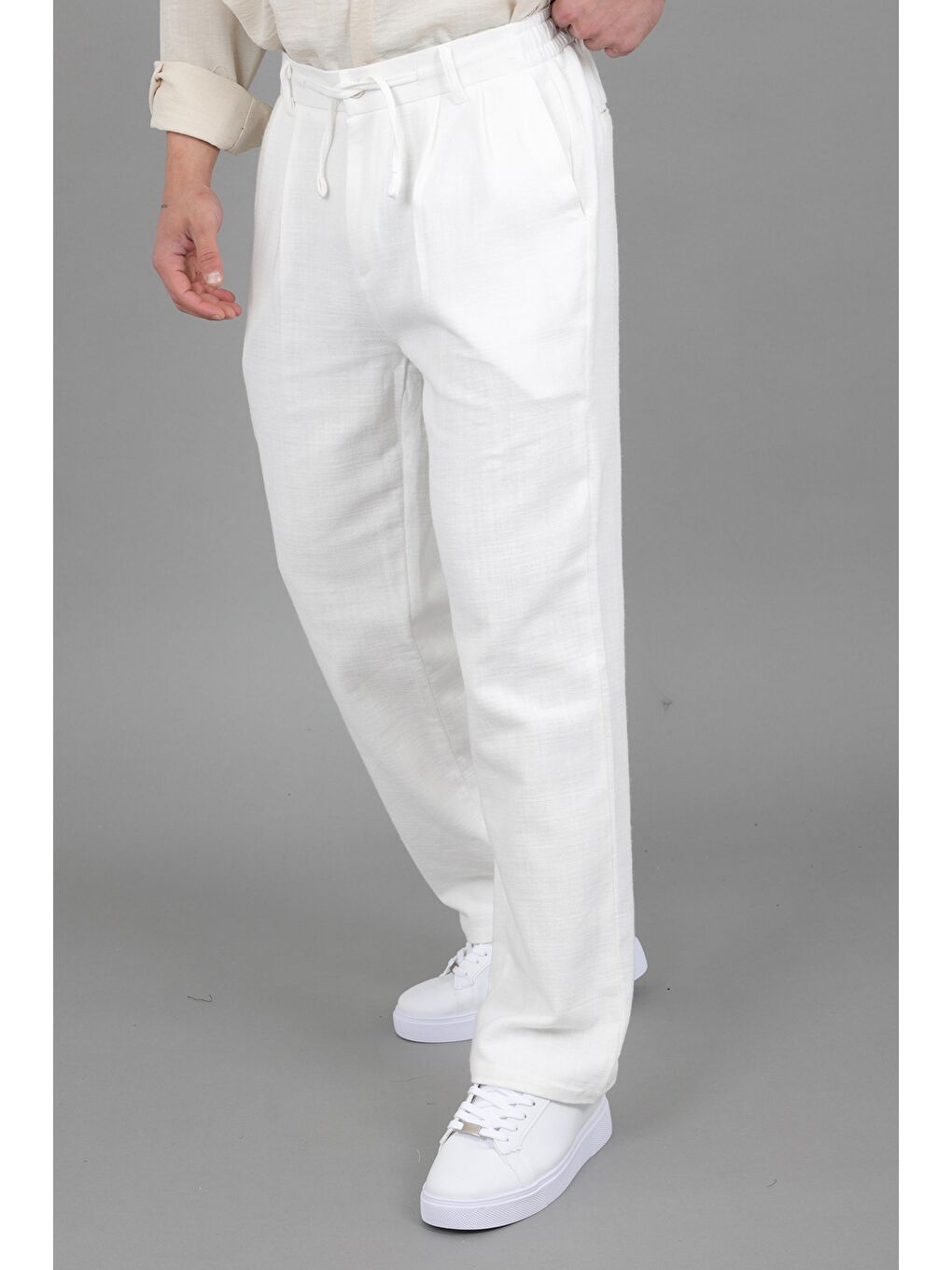 Beyaz Örme Baggy Jogger Pantolon ÖSR 3055_0444-3